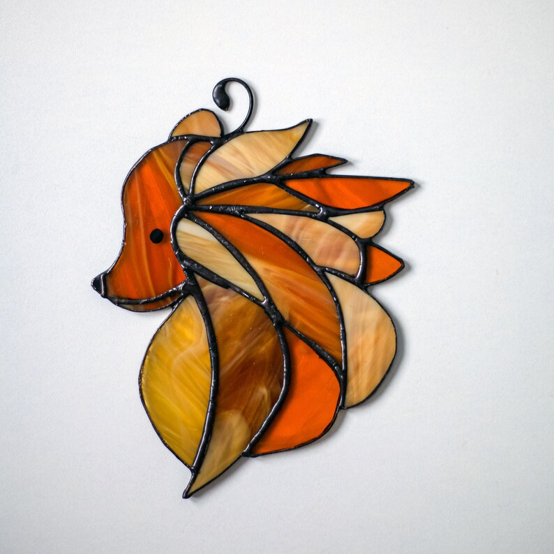 Custom stained glass panel yellow orange stained glass Pet owners gift pet sympathy gift Stained glass suncatcher Dog lovers gift