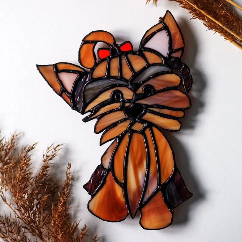 Stained Glass Suncatcher Yorkshire Terrier / Custom Stained Etsy