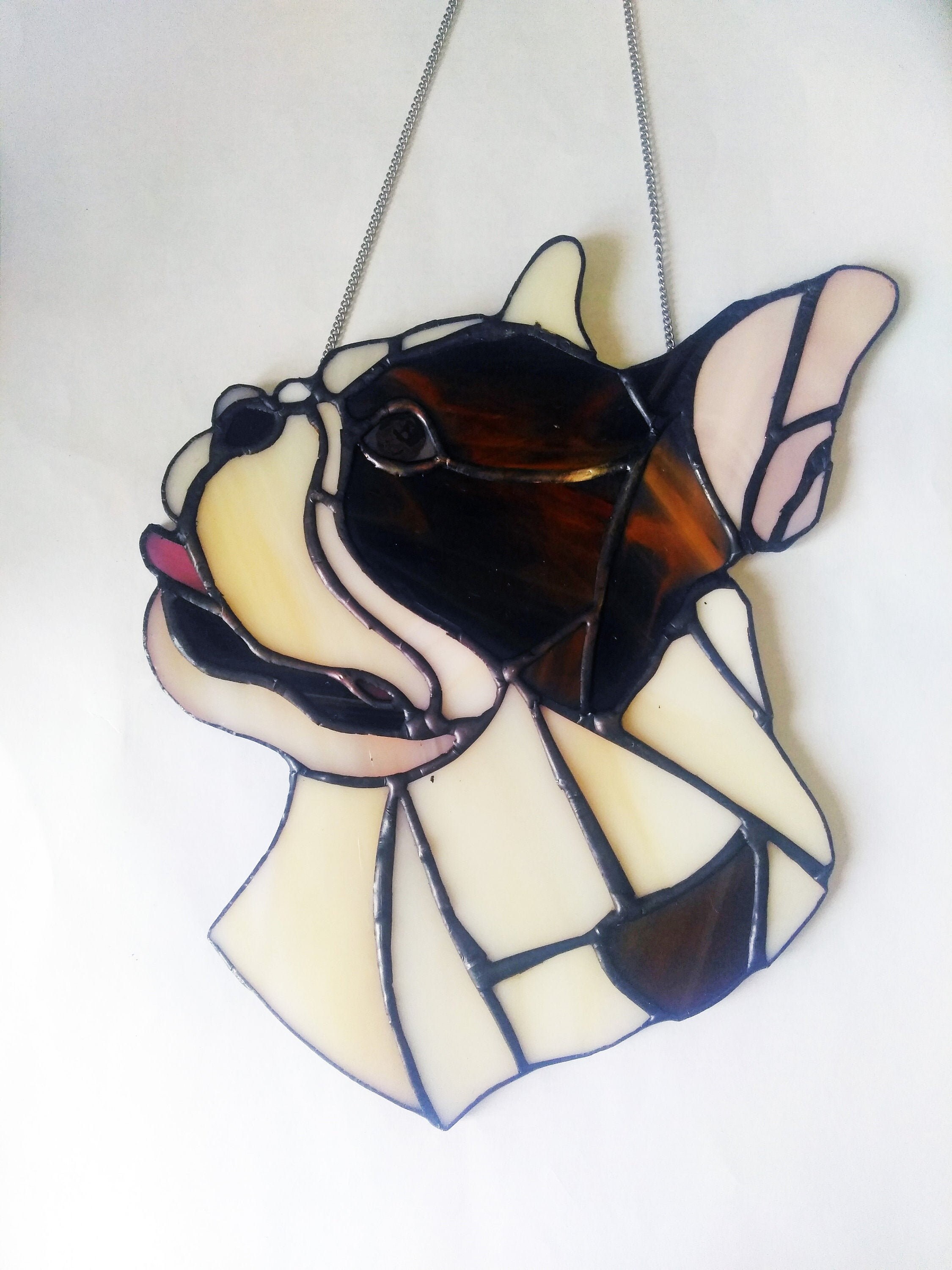 Stained glass suncatcher French Bulldog / Custom stained glass Etsy
