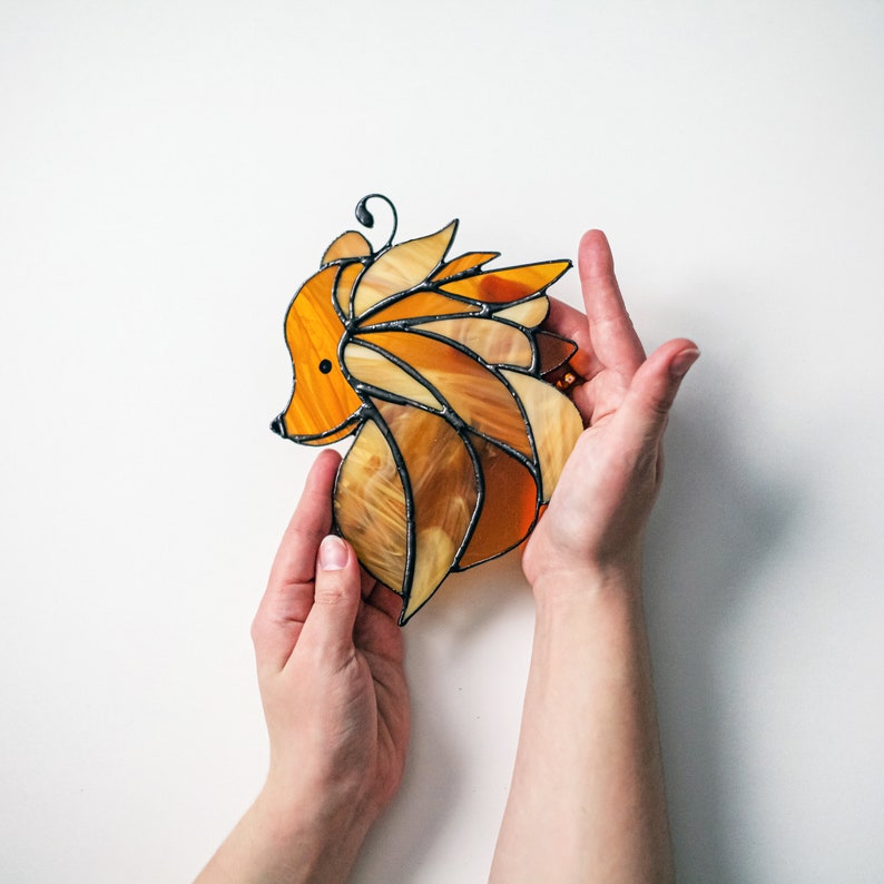 Custom stained glass panel yellow orange stained glass Pet owners gift pet sympathy gift Stained glass suncatcher Dog lovers gift
