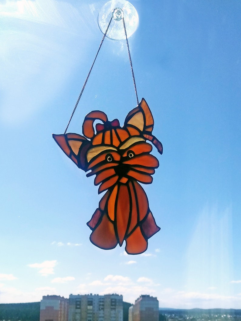Stained Glass Suncatcher Yorkshire Terrier / Custom Stained Etsy