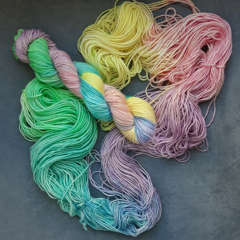 Hand Dyed Yarn/ unicorn rainbow yarn / 100 Merino Wool / Etsy