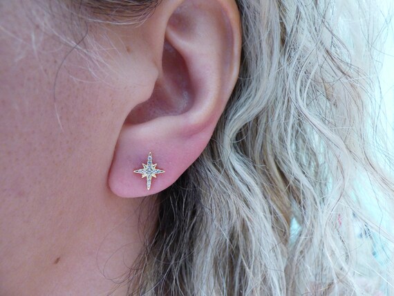 STERLING SILVER MINI NORTH STAR EARRINGS