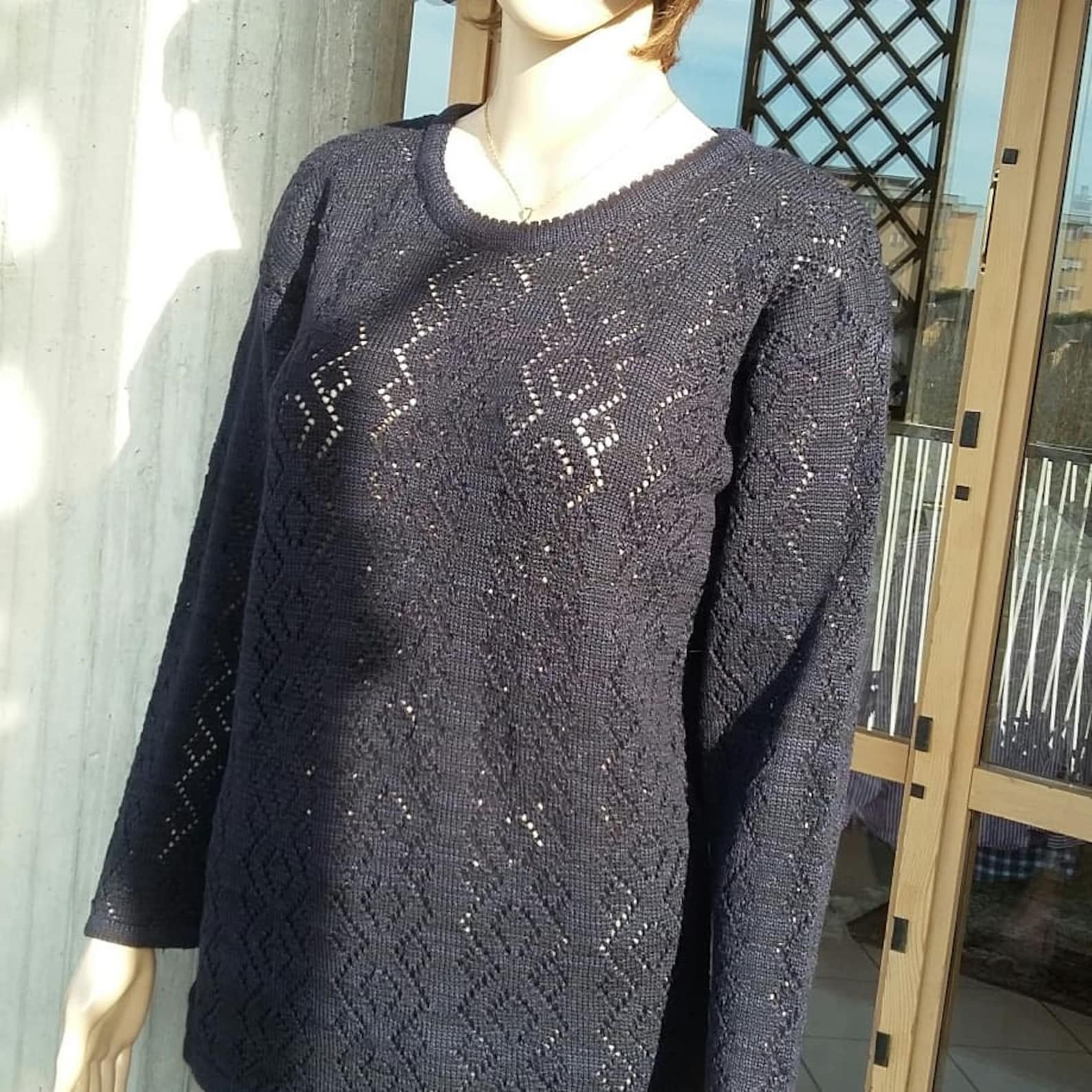 Elegante suéter de mujer en encaje de lana Etsy España