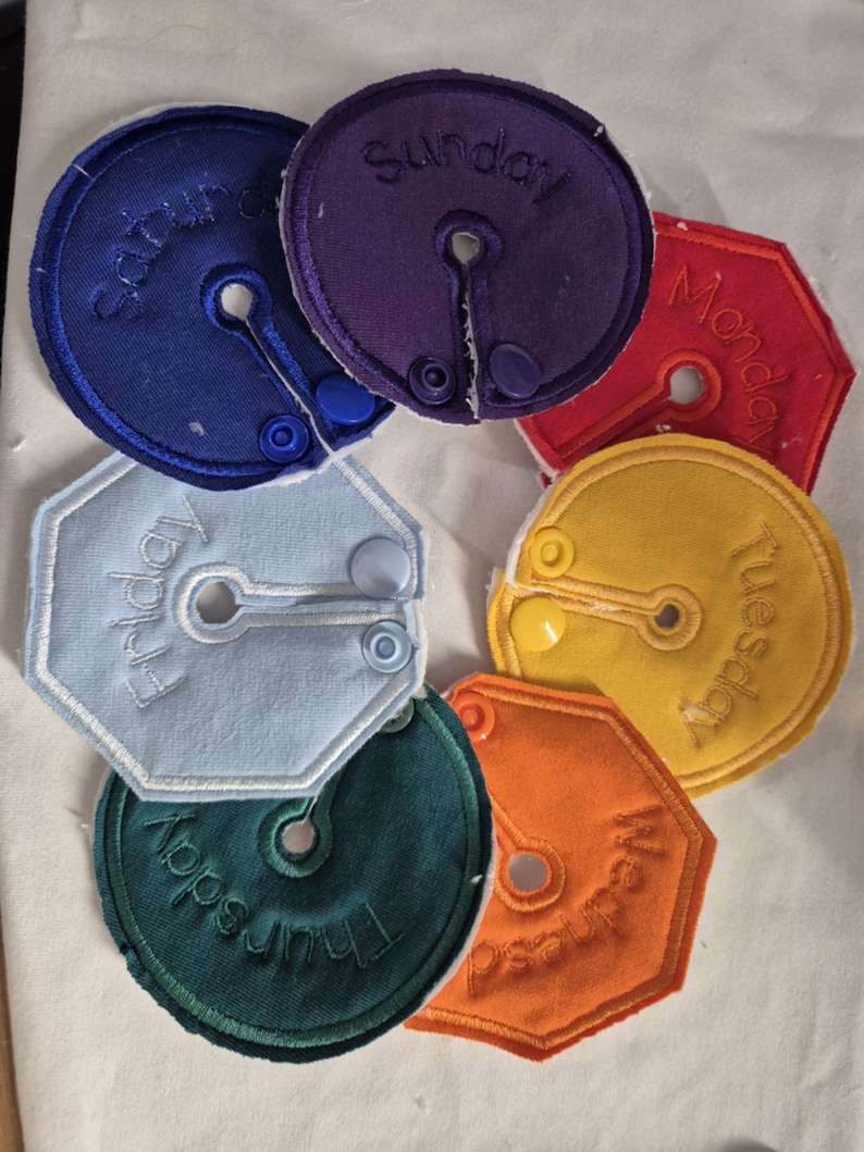 Peg Button Tag Colour Days of the Week Peg Feed Covers - G Tube Covers - Peg Button ...
