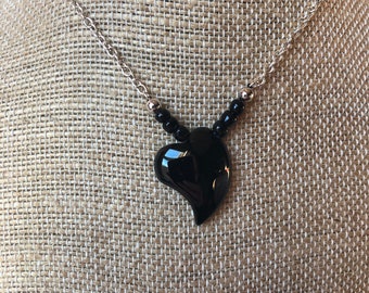 Black Onyx Heart Necklace. - Etsy