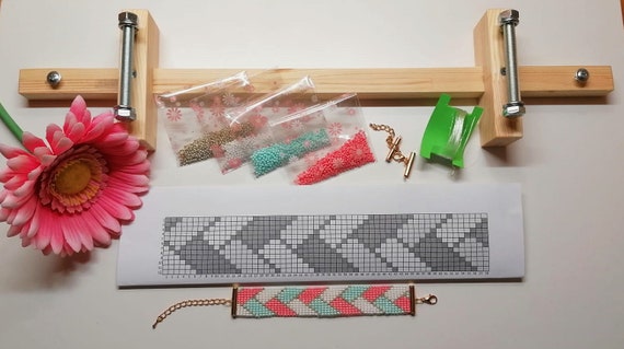 Beginner Kit for Making One WOODEN BEADING LOOM Four