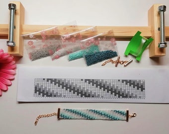 Giant Bead Looming Kit, Tabletop Beading Loom, Craft Kit for Adults & Kids,  Bracelet Weaving Gift, Beaded Crafting Gift Box, Wide Loom Frame 