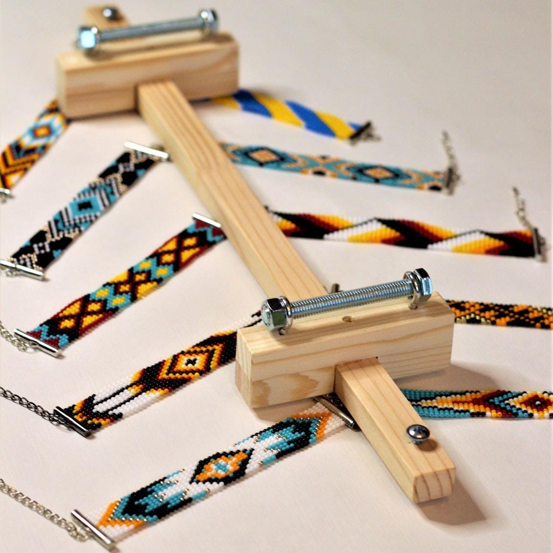 Handicrafts beading looms for bracelets. Make you own gift. DIY accessories