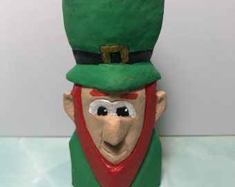 Leprechaun Decor Hand Carved Wood Figurine By: cozycottagecarvings