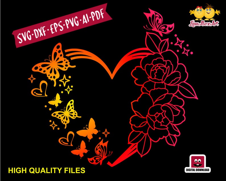 Schmetterling Herz SVG Herz Bundle Svg Herz und Schmetterlinge Etsy