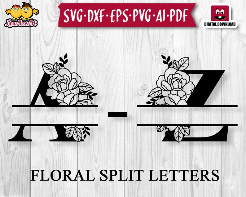 Download Art Collectibles Clip Art Floral Split Letters A Z Svg Floral Split Alphabet Svg Floral Font Svg Split Monogram Svg Floral Alphabet Svg Font For Cricut Monogram Svg