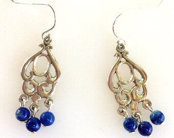 Sterling Silver Lapis Lazuli Gemstone Earrings