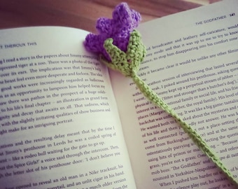 Handmade crochet flower bookmark, purple flower bookmark