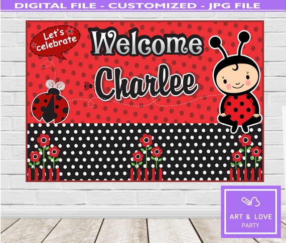 ladybug baby shower backdrop