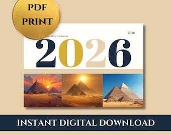 Calendario da parete 2026 in formato PDF - Planner annuale stampabile digitale dell'Antico Egitto