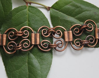 Butterfly Link Copper Bracelet, Romantic Wirework Copper Bracelet, Patinated Rustic Copper Bracelet