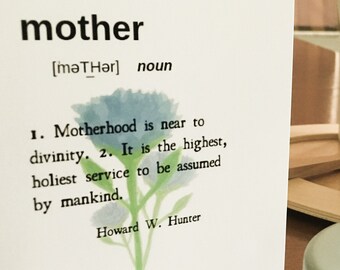 Tarjeta de cotización del Día de la Madre de Howard W. Hunter / Imprimible digital / Descarga instantánea / Maternidad / Definición de la madre / Apreciación de la mamá