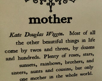 Tarjeta de cotización del Día de la Madre Kate Douglas Wiggin / Imprimible digital / Descarga instantánea / Maternidad / Madre / Apreciación de mamá