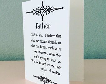Tarjeta de cotización del Día del Padre de Umberto Eco / Imprimible digital / Descarga instantánea / Paternidad / Padre / Apreciación de papá / Restos de sabiduría