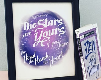Ray Bradbury Cita Impresión / Descargar Digital Imprimible / Tipografía / Arte de pared / Póster / Inspirador / Motivacional / Las estrellas son tuyas