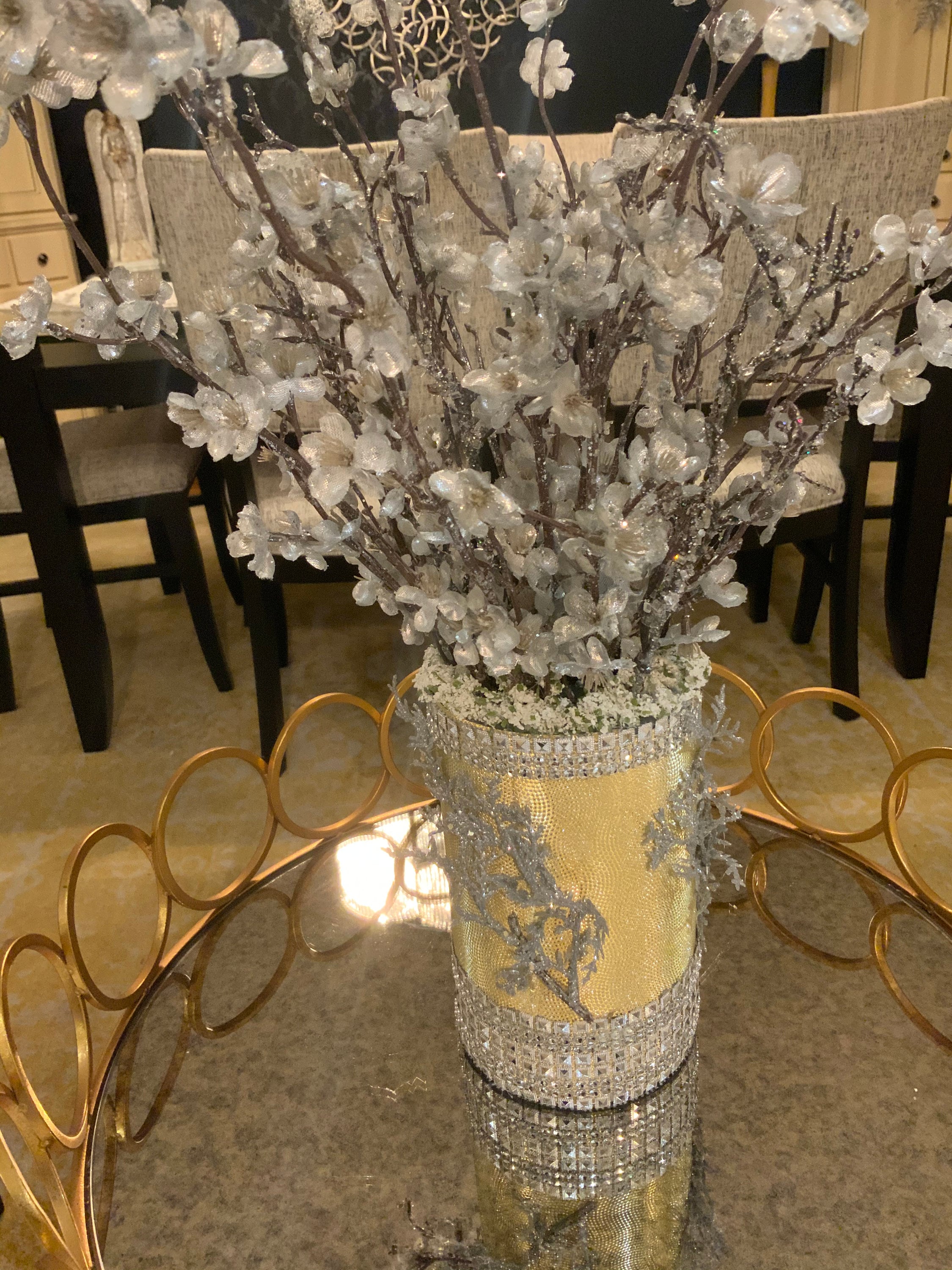 Silver and Gold Christmas Centerpiece Tall Xmas Floral | Etsy