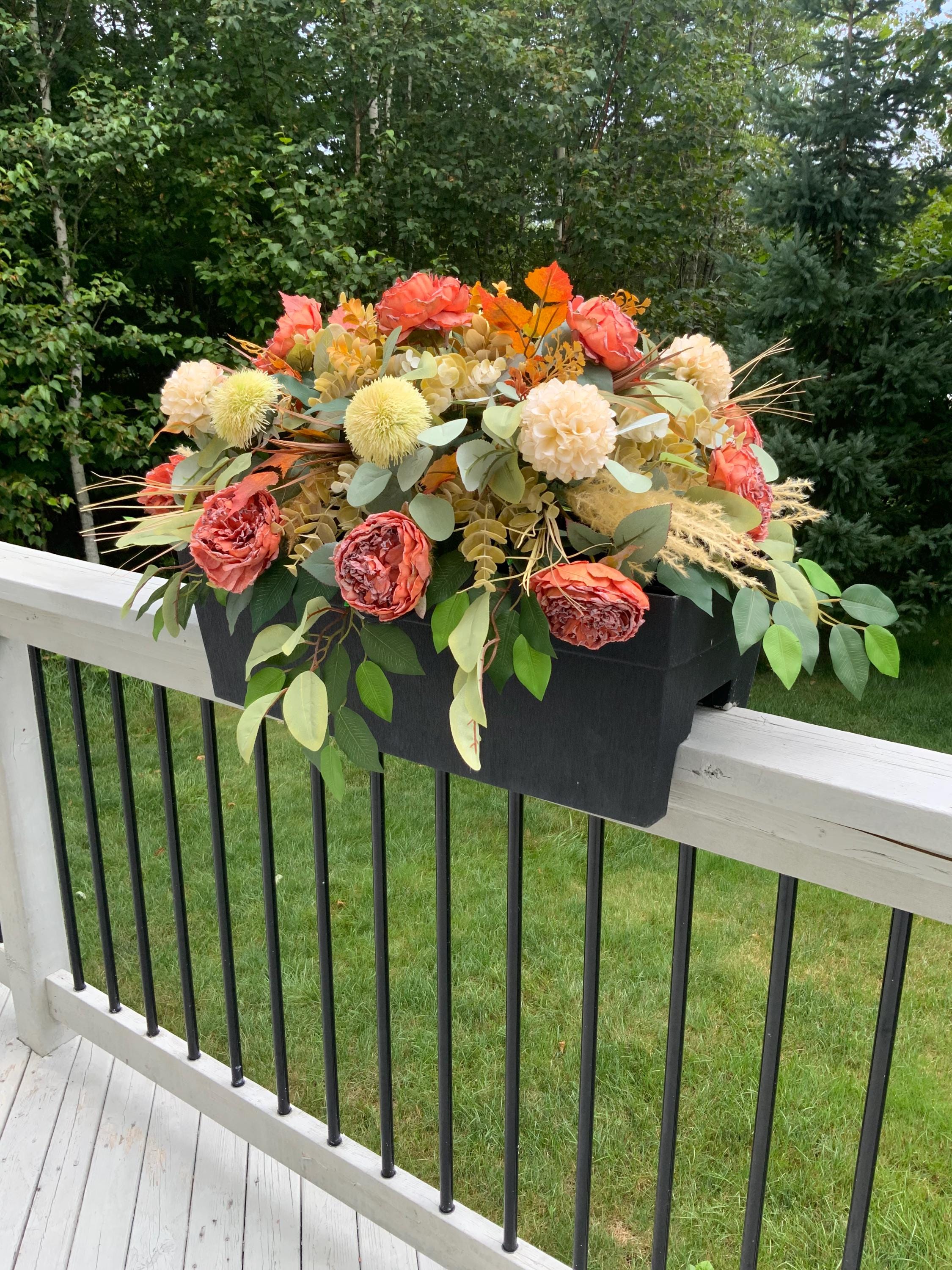Fall Railing Outdoor Banter Fall Peony Railing Planter Insert, Autumn Window Box Arrangement - Etsy