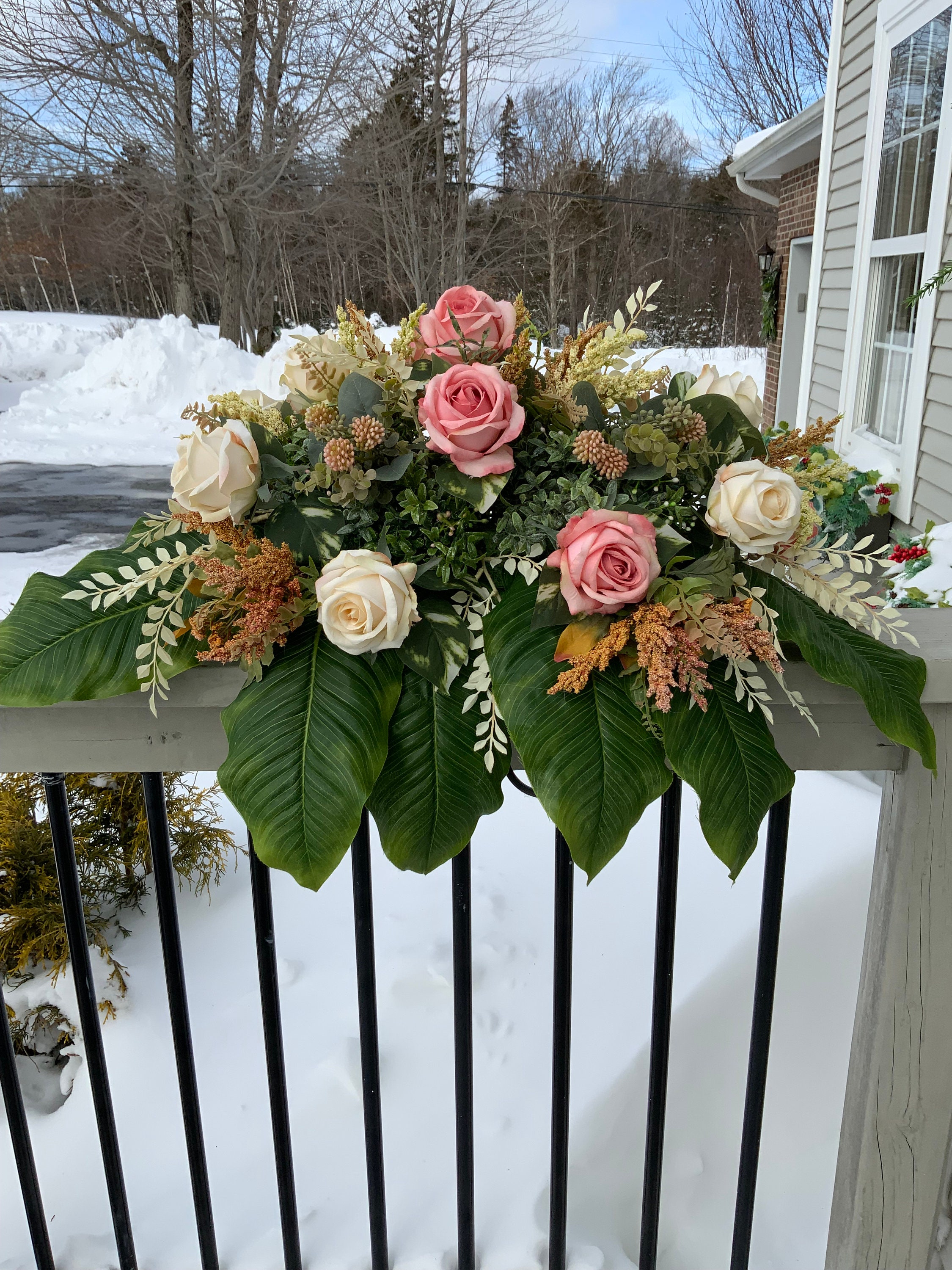 Luxury Headstone Saddle, Gravesite Floral Arrangement, Funeral