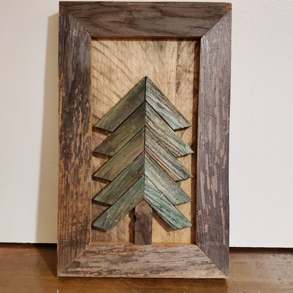 Reclaimed Wood Pine Tree Art / Wood Pine Tree Wall Art / Etsy