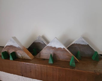 Wooden Mountains, Wooden Mountain Decor, Mountain Set, Mountains and Trees Set , Mountain Shelf Decor, Holiday Mountain Set  - FREE SHIPPING