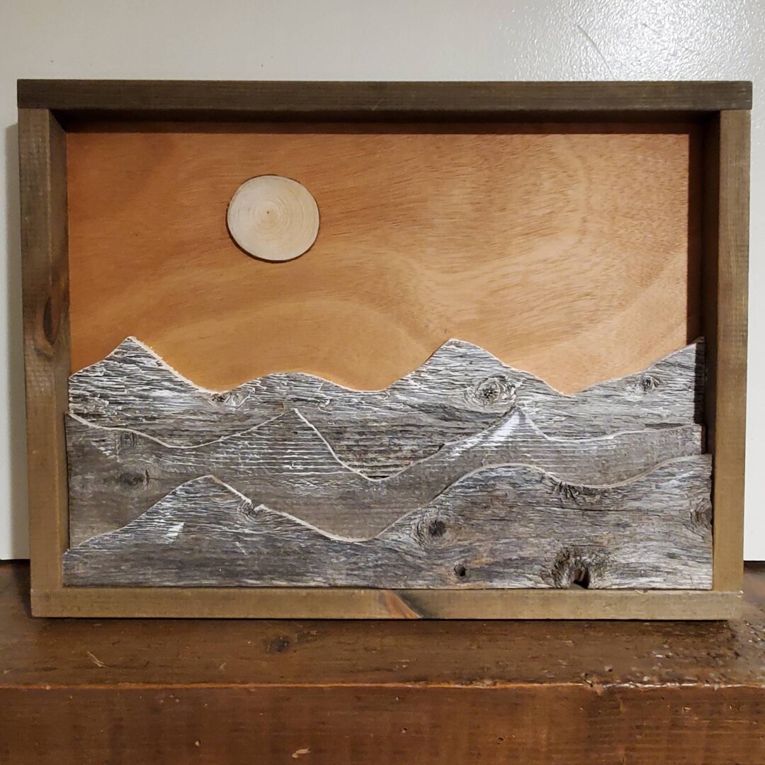 Reclaimed Wood Rustic Mountain Wall Art / Home Décor / Handmade / Hand