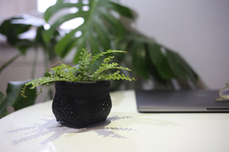 Maria Eug\u00eania Small Black Basket Guarani