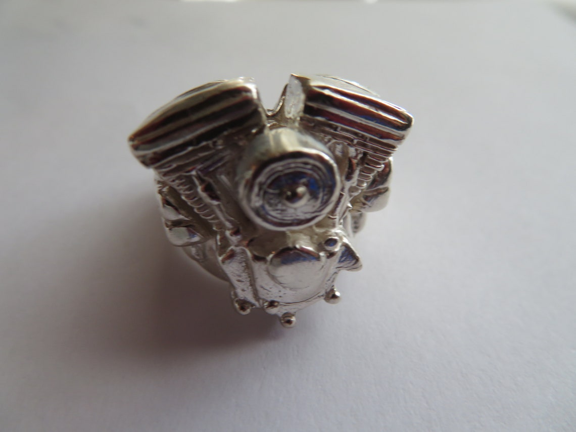 Mens Sterling Silver Harley Ring Motorcycle Motor Ring Heavy Etsy