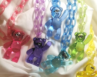 Cyclops bear necklace 9 colours available, kidcore creepy alt aesthetic