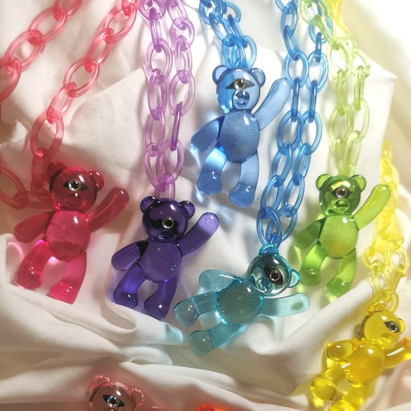 Collier d’ours cyclope 9 couleurs disponibles, esthétique alt effrayante kidcore