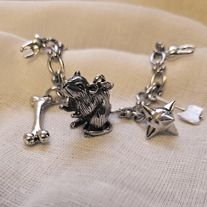 SCUM charm bracelet, rat bone tooth axe flail silver chunky chain