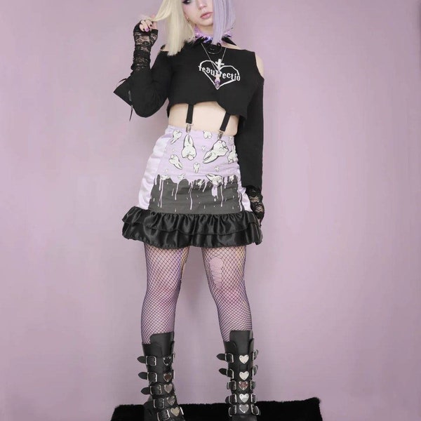 Tooth fairy ruffle mini skirt - kawaii pastelgoth - creepy cute