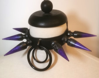 Purple infected spike collar - vegan choker grunge gothic accessory