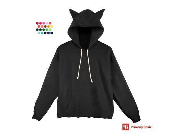 cat ear hoodie black