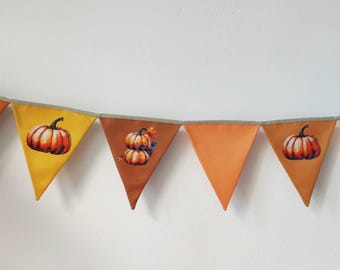 Pumpkin Bunting Banner Thanksgiving Decor Fall Garland, Autumn 1st Birthday Fall Fireplace Decor Front Porch, Baby Shower