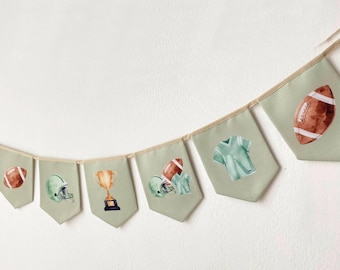 Football Room Decor Bunting Banner, First Year Down, Boy Nursery Wall Decor Sports Fabric Garland