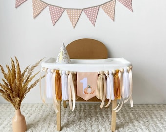 Our Little Pumpkin First Birthday High Chair Banner, Autumn Party Fall 1st Birthday Girl, First Thanksgiving