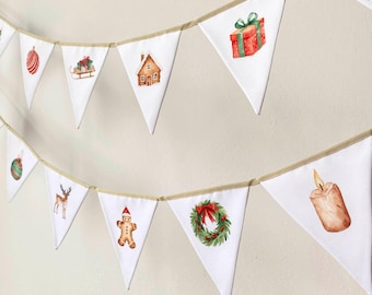 Christmas Garland Bunting Banner Winter Baby Shower, 1st Christmas Wall Decor Mantel Flag Banner Triangle Kids Room