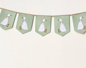One Silly Goose Boy Baby Shower Nursery Wall Decor, First Birthday Green Bunting Banner