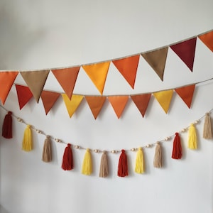 Fall Wedding Decor Front Porch, Fall Baby Shower Pumpkin Birthday, Thanksgiving Garland Autumn Bunting, Cozy Fall Decor Boho Tassel Garland