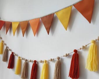 Fall Bunting Banner Baby Shower Decor Autumn Garland, Tassel Garland Thanksgiving, Little Pumpkin Birthday Gifts, Triangle banner