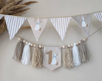 One Silly Goose Birthday High Chair Banner Garland Goose Baby Shower Gift Gingham Nursery Bunting