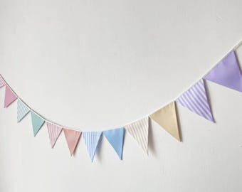 Fun To Be One Birthday Pastel Bunting Banner Colorful Flag Garland, Girl Nursery Wall Decor Rainbow Party