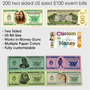 200 individuell gestaltete Hochzeitsevent-Geburtstagsfeier-Casino-Spiel-Anreiz-Ersatzgeld Hundert Dollar-Scheine