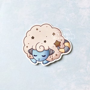 Schattige dromerige schapen waterdichte glanzende vinylsticker (met glanzend goudeffect!)